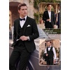 WULFUL Men’s Linen Suit 3 Piece Slim Fit Suits for Men One Button Prom Wedding Party Tuxedo Suit Set Blazer Jacket Pants(Black)