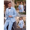 WULFUL Men’s Linen Suit 3 Piece Slim Fit Suits for Men One Button Prom Wedding Party Tuxedo Suit Set Blazer Jacket Pants(Light Blue)