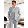 WULFUL Men’s Linen Suit 3 Piece Slim Fit Suits for Men One Button Prom Wedding Party Tuxedo Suit Set Blazer Jacket Pants(Light Grey)