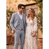 WULFUL Men’s Linen Suit 3 Piece Slim Fit Suits for Men One Button Prom Wedding Party Tuxedo Suit Set Blazer Jacket Pants(Light Grey-new)