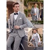 WULFUL Men’s Linen Suit 3 Piece Slim Fit Suits for Men One Button Prom Wedding Party Tuxedo Suit Set Blazer Jacket Pants(Light Grey-new)