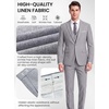 WULFUL Men’s Linen Suit 3 Piece Slim Fit Suits for Men One Button Prom Wedding Party Tuxedo Suit Set Blazer Jacket Pants(Light Grey-new)