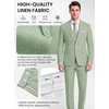 WULFUL Men’s Linen Suit 3 Piece Slim Fit Suits for Men One Button Prom Wedding Party Tuxedo Suit Set Blazer Jacket Pants(Sage Green)