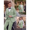 WULFUL Men’s Linen Suit 3 Piece Slim Fit Suits for Men One Button Prom Wedding Party Tuxedo Suit Set Blazer Jacket Pants(Sage Green)