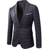 WULFUL Men’s Slim Fit Suit One Button 3-Piece Blazer Dress Business Wedding Party Jacket Vest & Pant(Light Coffee-056)