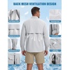 WULFUL Men’s Sun Protection Fishing Shirts UPF 50+ Lightweight Quick Dry Cooling Long Sleeve Shirts for Work Hiking Safari(Silver Gray)