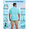 WULFUL Men’s Sun Protection Fishing Shirts UPF 50+ Lightweight Quick Dry Cooling Short Sleeve Shirts for Work Hiking Safari(Barbados Beach)