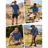 WULFUL Men’s Sun Protection Fishing Shirts UPF 50+ Lightweight Quick Dry Cooling Short Sleeve Shirts for Work Hiking Safari(Ocean Blue)