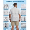 WULFUL Men’s Sun Protection Fishing Shirts UPF 50+ Lightweight Quick Dry Cooling Short Sleeve Shirts for Work Hiking Safari(Silver Gray)