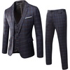 WULFUL Men’s Slim Fit Suit One Button 3-Piece Blazer Dress Business Wedding Party Jacket Vest & Pant(Light Coffee-056)