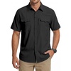 WULFUL Men’s Sun Protection Fishing Shirts UPF 50+ Lightweight Quick Dry Cooling Short Sleeve Shirts for Work Hiking Safari(Black)
