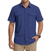 WULFUL Men’s Sun Protection Fishing Shirts UPF 50+ Lightweight Quick Dry Cooling Short Sleeve Shirts for Work Hiking Safari(Navy)