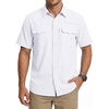 WULFUL Men’s Sun Protection Fishing Shirts UPF 50+ Lightweight Quick Dry Cooling Short Sleeve Shirts for Work Hiking Safari(Solid White)