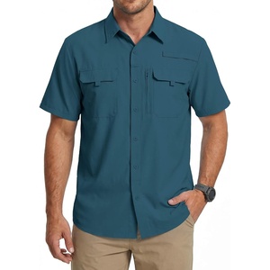 WULFUL Men’s Sun Protection Fishing Shirts UPF 50+ Lightweight Quick Dry Cooling Short Sleeve Shirts for Work Hiking Safari(Dark Teal)