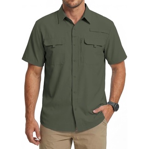 WULFUL Men’s Sun Protection Fishing Shirts UPF 50+ Lightweight Quick Dry Cooling Short Sleeve Shirts for Work Hiking Safari(Green)