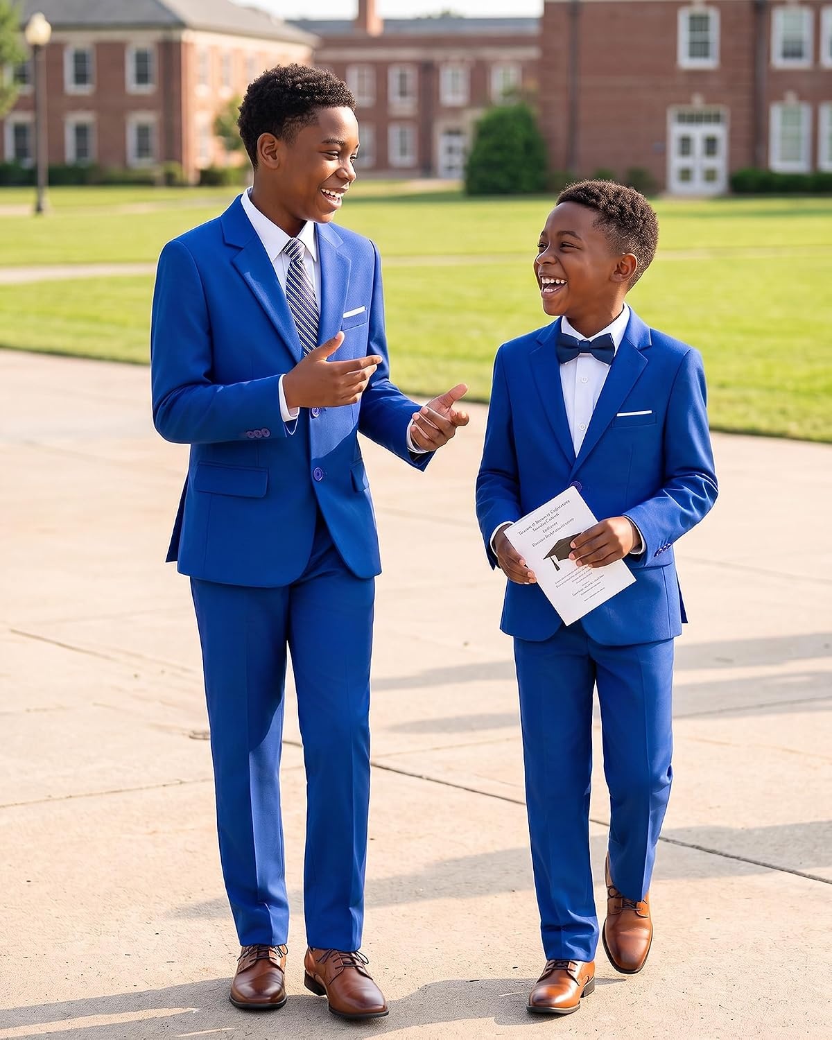 image:imageWULFUL Boys Formal Slim Fit Suit5 Piece Suit Set 516 YearsJacketAdjustable Waist PantsDress ShirtTiesRoyal Blue