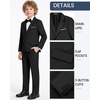 WULFUL Boys’ Formal Slim Fit Suit,5 Piece Suit Set 5-16 Years,Jacket,Adjustable Waist Pants,Dress Shirt,Ties(Black)