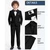 WULFUL Boys’ Formal Slim Fit Suit,5 Piece Suit Set 5-16 Years,Jacket,Adjustable Waist Pants,Dress Shirt,Ties(Black)