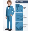 WULFUL Boys’ Formal Slim Fit Suit,5 Piece Suit Set 5-16 Years,Jacket,Adjustable Waist Pants,Dress Shirt,Ties(Blue)