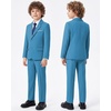 WULFUL Boys’ Formal Slim Fit Suit,5 Piece Suit Set 5-16 Years,Jacket,Adjustable Waist Pants,Dress Shirt,Ties(Blue)