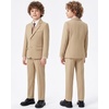 WULFUL Boys’ Formal Slim Fit Suit,5 Piece Suit Set 5-16 Years,Jacket,Adjustable Waist Pants,Dress Shirt,Ties(Khaki)