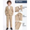 WULFUL Boys’ Formal Slim Fit Suit,5 Piece Suit Set 5-16 Years,Jacket,Adjustable Waist Pants,Dress Shirt,Ties(Khaki)