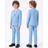 WULFUL Boys’ Formal Slim Fit Suit,5 Piece Suit Set 5-16 Years,Jacket,Adjustable Waist Pants,Dress Shirt,Ties(Light Blue)