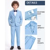 WULFUL Boys’ Formal Slim Fit Suit,5 Piece Suit Set 5-16 Years,Jacket,Adjustable Waist Pants,Dress Shirt,Ties(Light Blue)