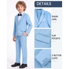 WULFUL Boys’ Formal Slim Fit Suit,5 Piece Suit Set 5-16 Years,Jacket,Adjustable Waist Pants,Dress Shirt,Ties(Light Blue)
