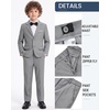 WULFUL Boys’ Formal Slim Fit Suit,5 Piece Suit Set 5-16 Years,Jacket,Adjustable Waist Pants,Dress Shirt,Ties(Light Grey)