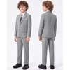 WULFUL Boys’ Formal Slim Fit Suit,5 Piece Suit Set 5-16 Years,Jacket,Adjustable Waist Pants,Dress Shirt,Ties(Light Grey)
