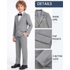 WULFUL Boys’ Formal Slim Fit Suit,5 Piece Suit Set 5-16 Years,Jacket,Adjustable Waist Pants,Dress Shirt,Ties(Light Grey)