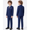 WULFUL Boys’ Formal Slim Fit Suit,5 Piece Suit Set 5-16 Years,Jacket,Adjustable Waist Pants,Dress Shirt,Ties(Navy)