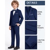 WULFUL Boys’ Formal Slim Fit Suit,5 Piece Suit Set 5-16 Years,Jacket,Adjustable Waist Pants,Dress Shirt,Ties(Navy)
