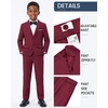 WULFUL Boys’ Formal Slim Fit Suit,5 Piece Suit Set 5-16 Years,Jacket,Adjustable Waist Pants,Dress Shirt,Ties(Red)