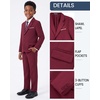 WULFUL Boys’ Formal Slim Fit Suit,5 Piece Suit Set 5-16 Years,Jacket,Adjustable Waist Pants,Dress Shirt,Ties(Red)