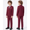 WULFUL Boys’ Formal Slim Fit Suit,5 Piece Suit Set 5-16 Years,Jacket,Adjustable Waist Pants,Dress Shirt,Ties(Red)