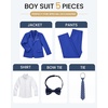 WULFUL Boys’ Formal Slim Fit Suit,5 Piece Suit Set 5-16 Years,Jacket,Adjustable Waist Pants,Dress Shirt,Ties(Royal Blue)