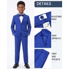WULFUL Boys’ Formal Slim Fit Suit,5 Piece Suit Set 5-16 Years,Jacket,Adjustable Waist Pants,Dress Shirt,Ties(Royal Blue)