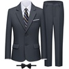 WULFUL Boys’ Formal Slim Fit Suit,5 Piece Suit Set 5-16 Years,Jacket,Adjustable Waist Pants,Dress Shirt,Ties(Dark Grey)