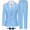WULFUL Boys’ Formal Slim Fit Suit,5 Piece Suit Set 5-16 Years,Jacket,Adjustable Waist Pants,Dress Shirt,Ties(Light Blue)