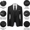 Men’s 3 Piece Suit Set, One Button Slim Fit Solid Jacket Vest Pants, Prom Party Wedding Business Suits for Men(Black)