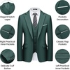 Men’s 3 Piece Suit Set, One Button Slim Fit Solid Jacket Vest Pants, Prom Party Wedding Business Suits for Men(Blackish Green)
