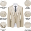 Men’s 3 Piece Suit Set, One Button Slim Fit Solid Jacket Vest Pants, Prom Party Wedding Business Suits for Men(Champagne)