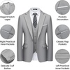 Men’s 3 Piece Suit Set, One Button Slim Fit Solid Jacket Vest Pants, Prom Party Wedding Business Suits for Men(Light Gray)