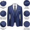 Men’s 3 Piece Suit Set, One Button Slim Fit Solid Jacket Vest Pants, Prom Party Wedding Business Suits for Men(Navy)
