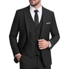 Men’s 3 Piece Suit Set, One Button Slim Fit Solid Jacket Vest Pants, Prom Party Wedding Business Suits for Men(Black)