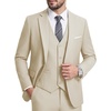Men’s 3 Piece Suit Set, One Button Slim Fit Solid Jacket Vest Pants, Prom Party Wedding Business Suits for Men(Champagne)