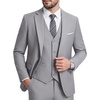 Men’s 3 Piece Suit Set, One Button Slim Fit Solid Jacket Vest Pants, Prom Party Wedding Business Suits for Men(Light Gray)