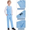 WULFUL Boys Suits 5-Pieces Formal Slim Fit Tuxedo Suit Set,Teen Suits for Wedding Ring Bearer Church Outfit(Light Blue)
